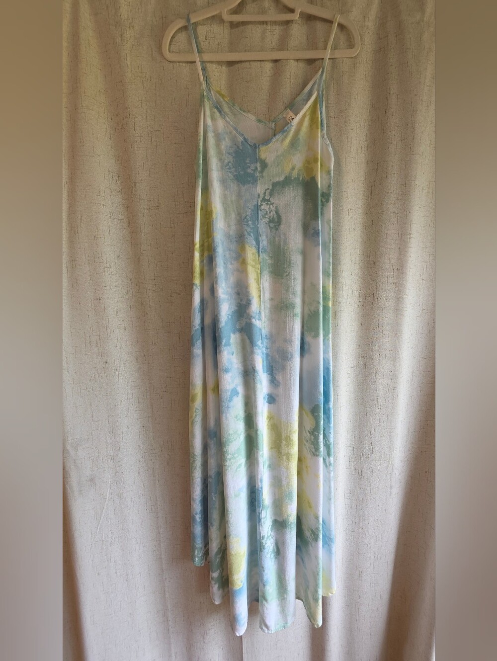 Mahina Women's Tie-Dye Slip Maxi Dress in Light Blue & Green M